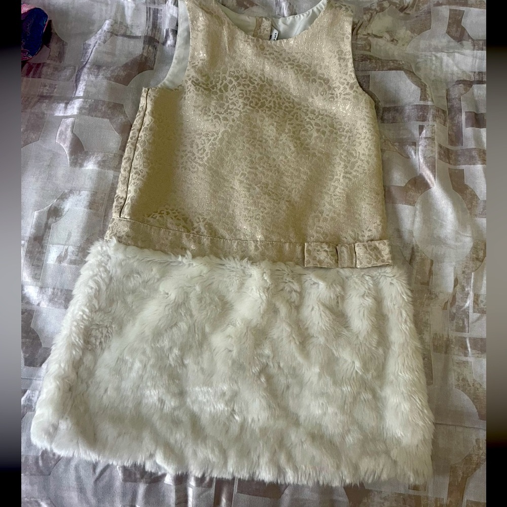 Janie and Jack Collab/ Rachel Zoe Gold and Cream Formal Kids Holiday Dress